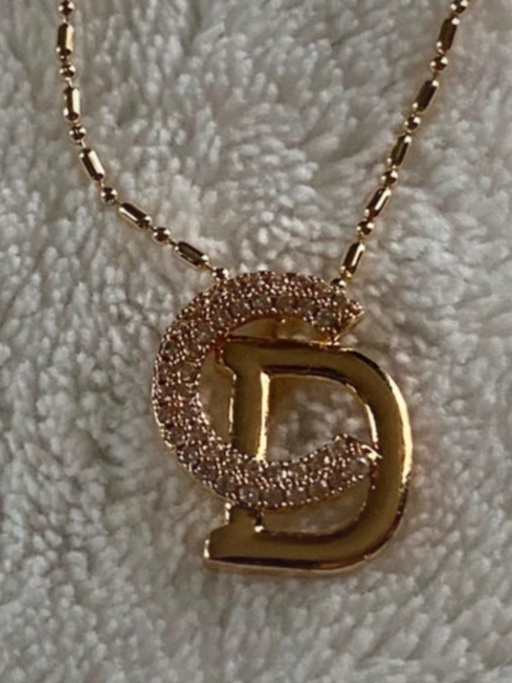 Gold Initial Pendant Necklace with Pave Accent - Women's Jewelry New w/tag.